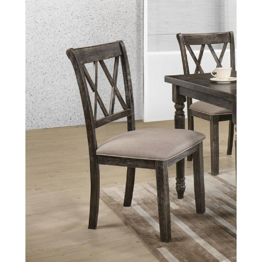 ACME Claudia II Side Chair (Set-2) in Fabric & Weathered Gray