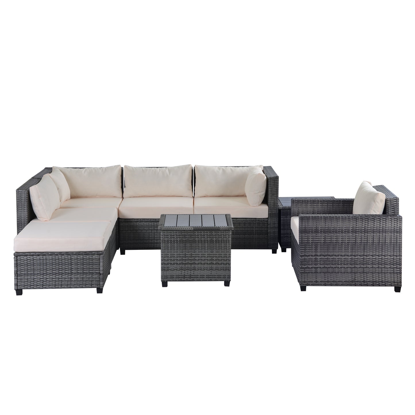 8 Piece Rattan Sectional Seating Group with Cushions, Patio Furniture Sets, Outdoor Wicker Sectional