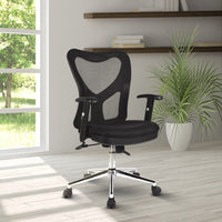 Techni Mobili High Back Mesh Office Chair With Chrome Base, Black