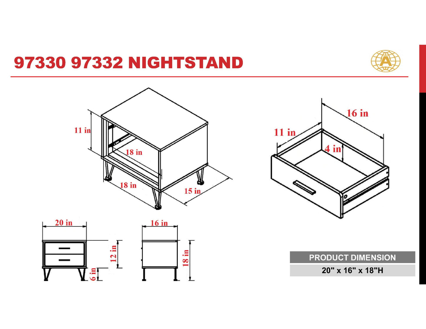 ACME Deoss Night Table in White