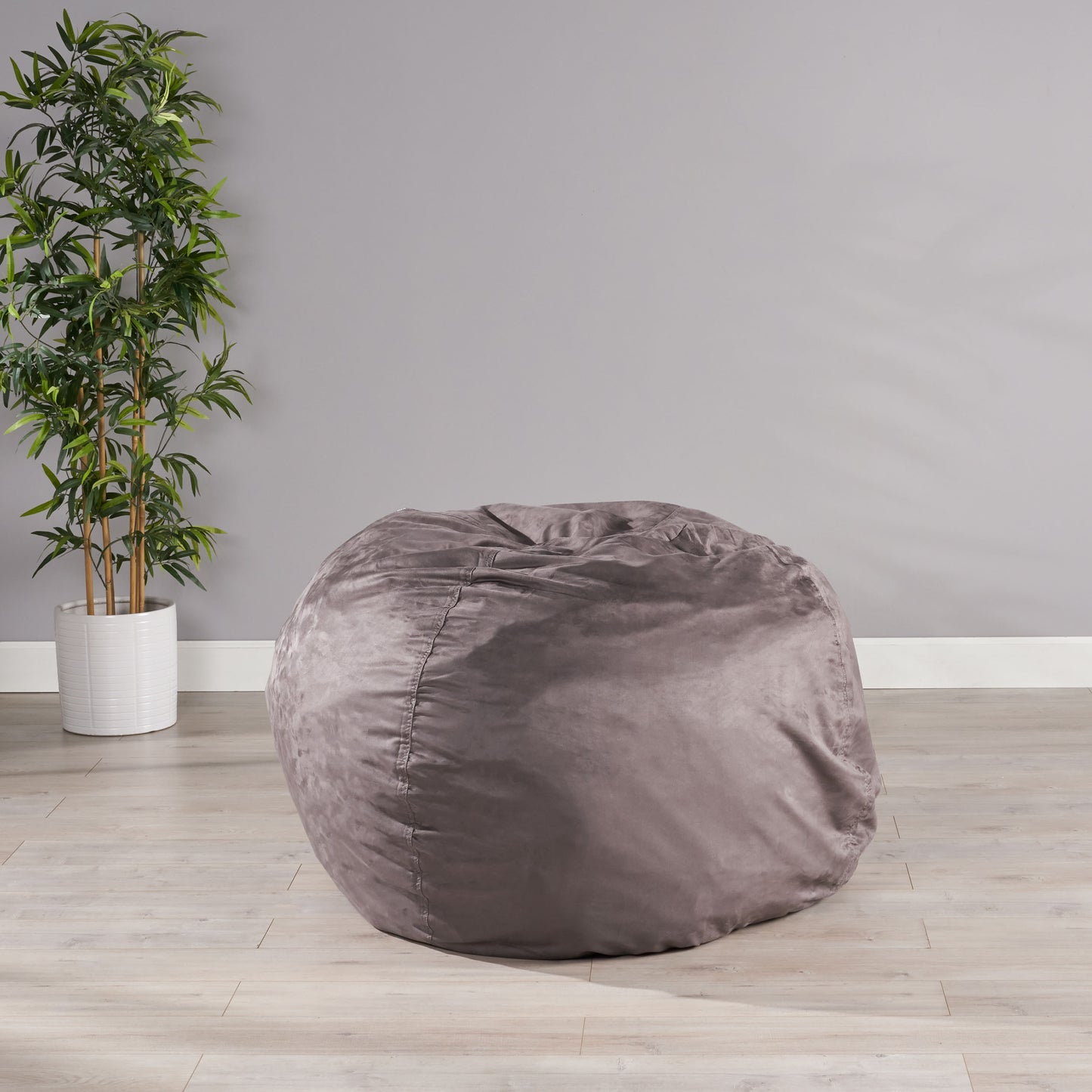 Kaina Modern Microfiber 5 Foot Bean Bag, Charcoal