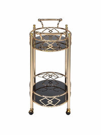 ACME Ottesen Serving Cart, Gold & Black Glass