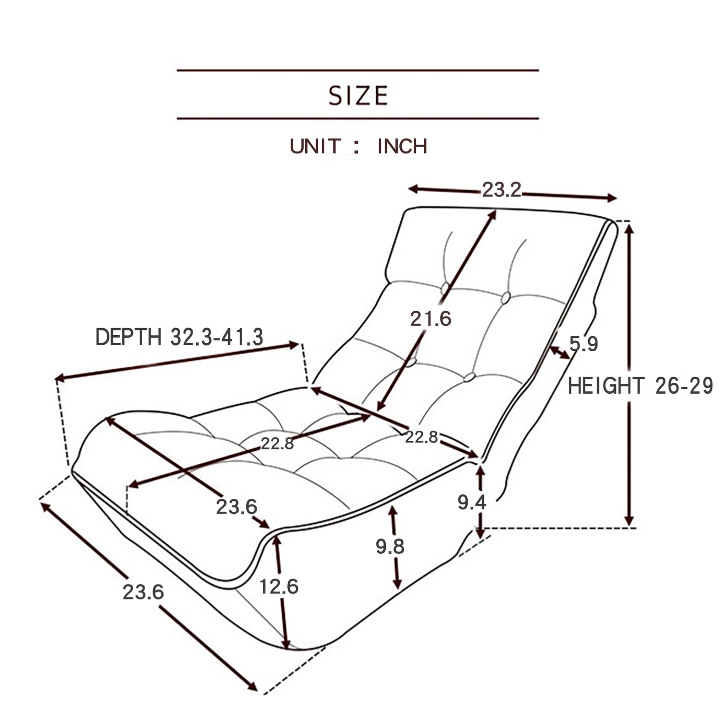 Lazy Sofa Balcony Leisure Chair, Bedroom Sofa Chair Foldable Reclining Chair Leisure Single Sofa Functional Chair