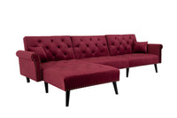 Convertible Sofa Bed Sleeper Red Velvet