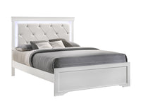 Brooklyn Queen 5-N Pc Tufted Upholstery LED Bedroom set made with Wood in White