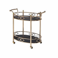 ACME Ottesen Serving Cart, Gold & Black Glass