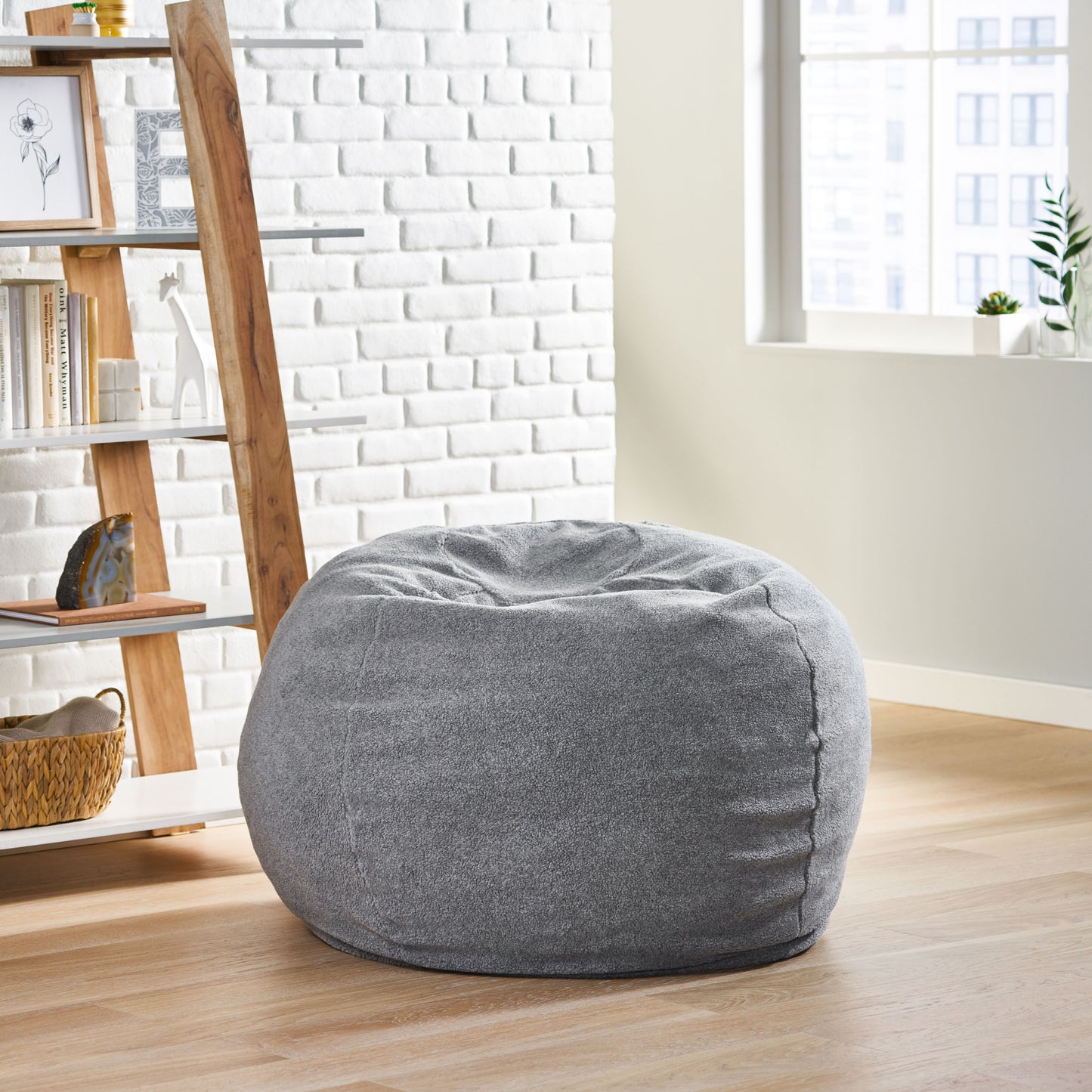 Enger Shearling 3 Foot Bean Bag, Gray