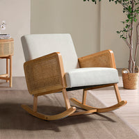 Rocking Chair with Rattan Arms