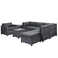 8 Piece Rattan Sectional Seating Group with Cushions, Patio Furniture Sets, Outdoor Wicker Sectional