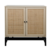 Natural Rattan, 2 Door Cabinet with 1 Adjustable Inner Shelves, Accent Storage Cabinet