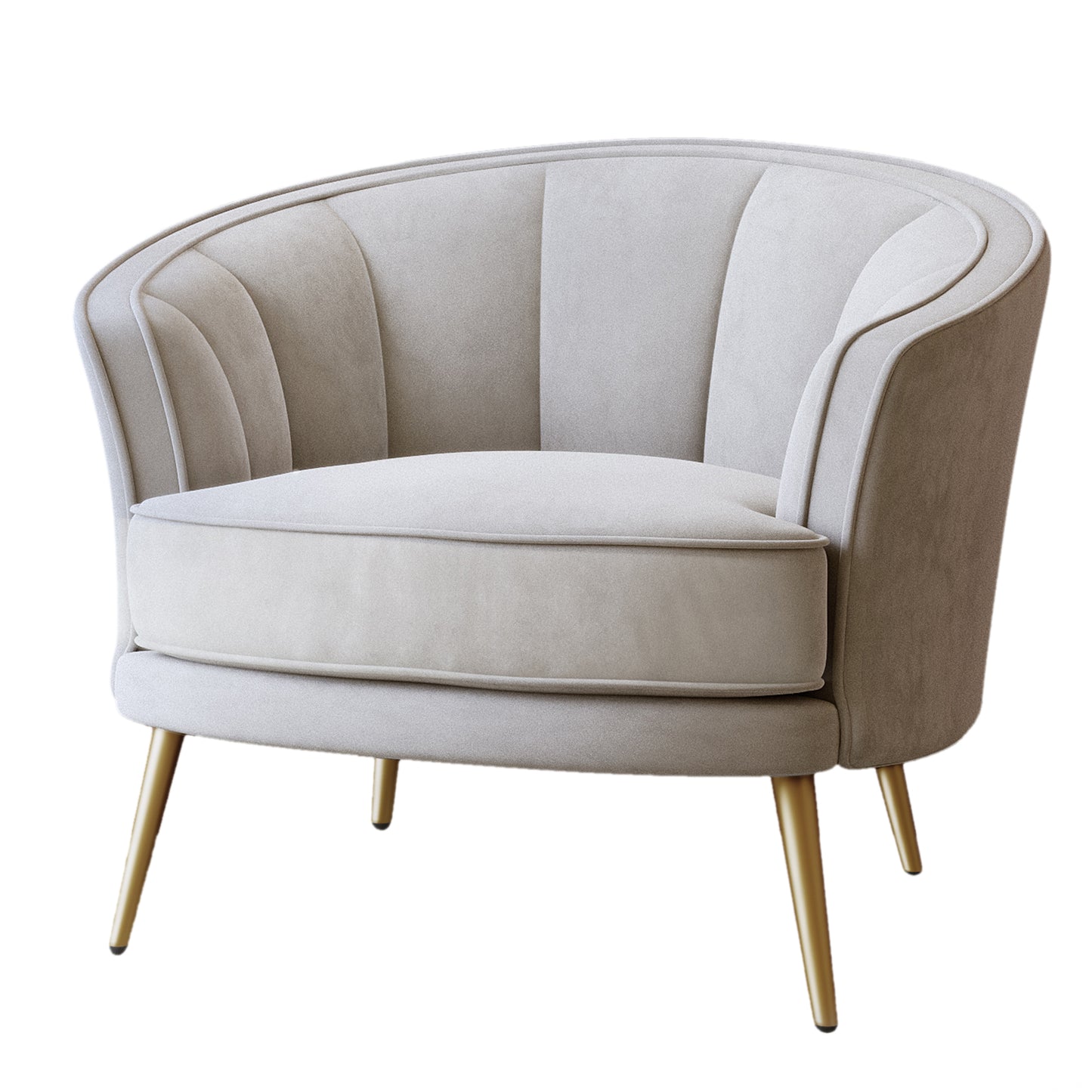 Modern Velvet Accent Barrel Chair Leisure Accent Chair Living Room Upholstered Armchair Vanity Chair for Bedroom Meeting Room, Beige