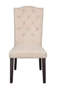 ACME Gerardo Side Chair (Set-2) in Beige Linen & Weathered Espresso