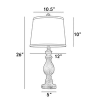 26" Bedside Nightstand Lamp with Dual USB Ports (Set of 2）