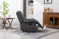 Classic Manual Recliner with Sofa Padding and Modern Padded Arms and Back, Grey