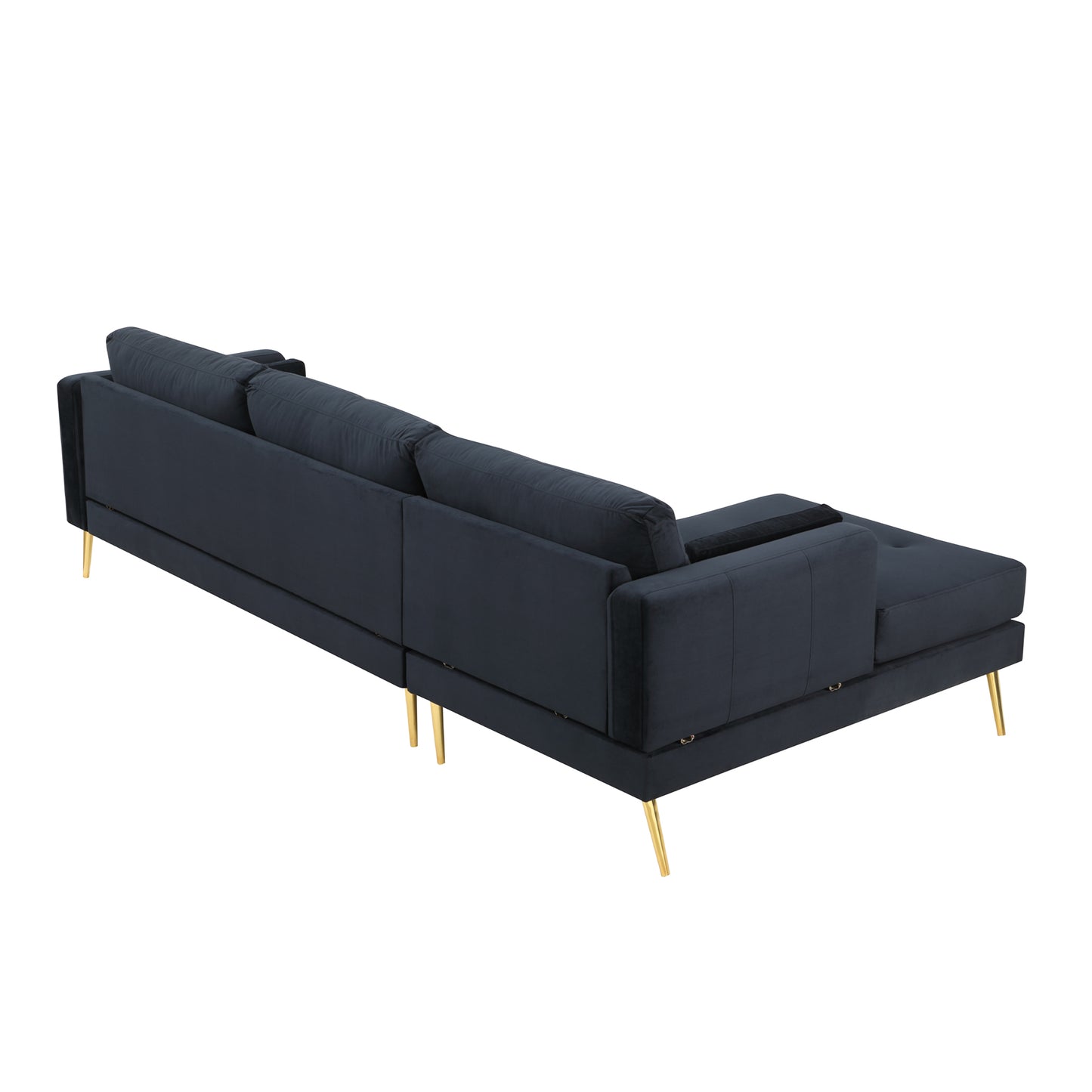 Sectional Sofa with Two Pillows, L-Shape Upholstered Couch with Modern Elegant Velvet for Living Room Apartment