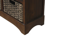 Rustic Storage Cabinet with Two Drawers and Four Classic Rattan Basket for Dining Room/Living Room (Espresso)