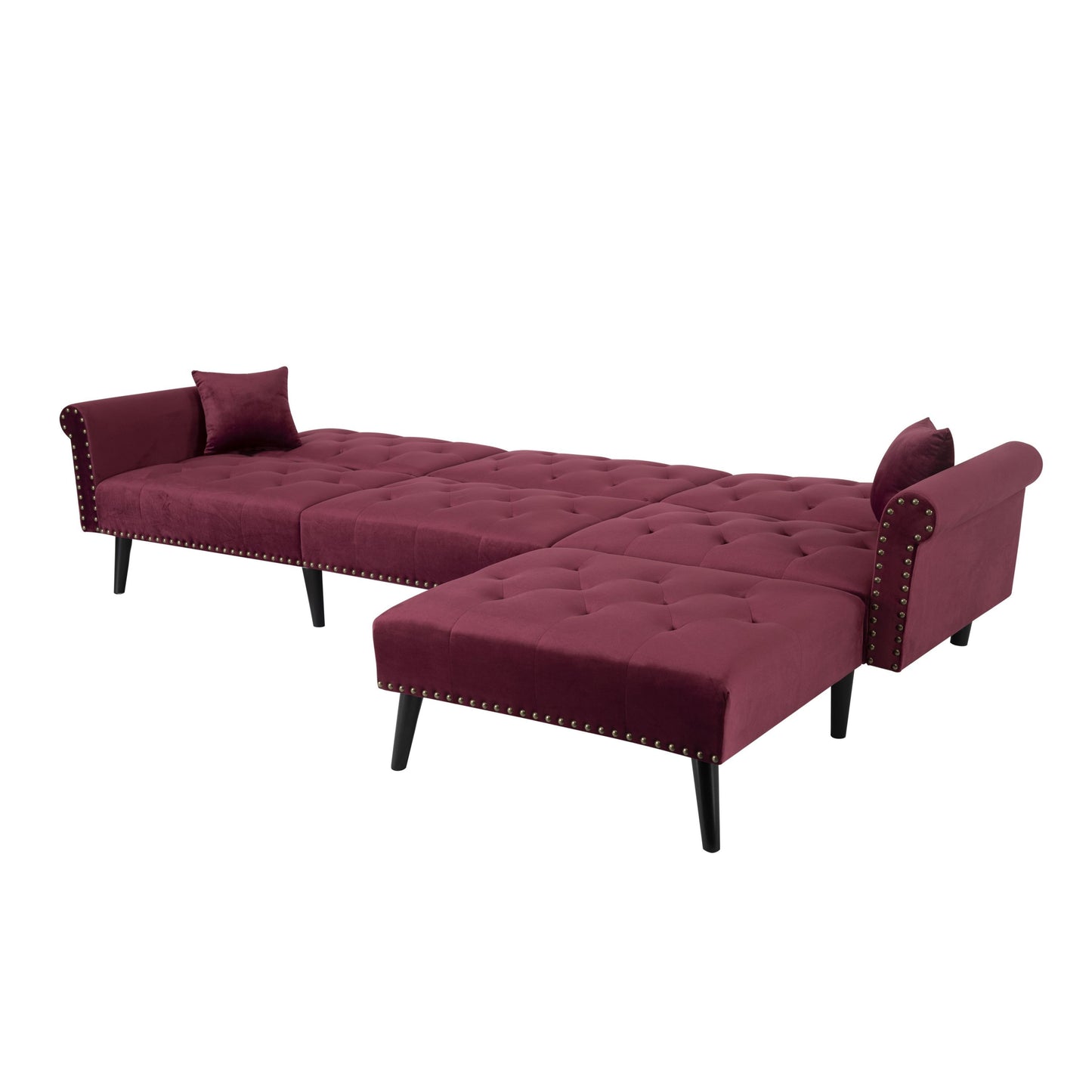 Convertible Sofa Bed Sleeper Red Velvet