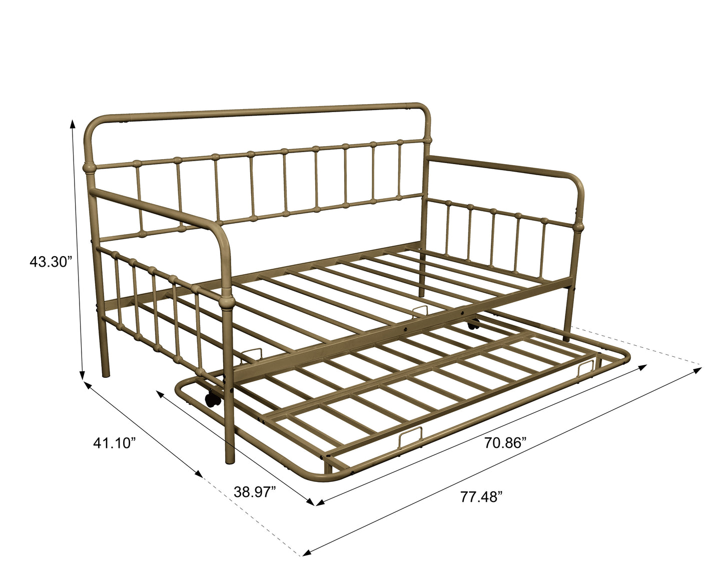 Metal Frame Daybed with Trundle