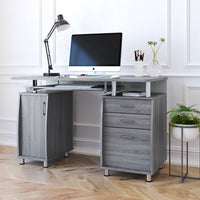 Techni Mobili Complete Workstation Computer Desk with Storage, Grey