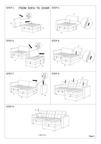 Blue Grey Convertible Sectional Pull Out Bed Sofa Chaise Reversible Storage Chaise Polyfiber Tufted Couch Lounge