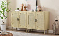 Kitchen Storage Cabinets with Rattan Decorative Doors, Wine Cabinets, Dining Rooms, Hallways, Cabinet Console Tables, Natural, 31.5''Lx 15.8''Wx 34.6"H