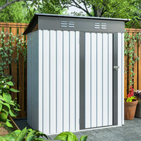 5 X 3 Ft Outdoor Storage Shed, Galvanized Metal Garden Shed With Lockable Doors, Tool Storage Shed For Patio Lawn Backyard Trash Cans