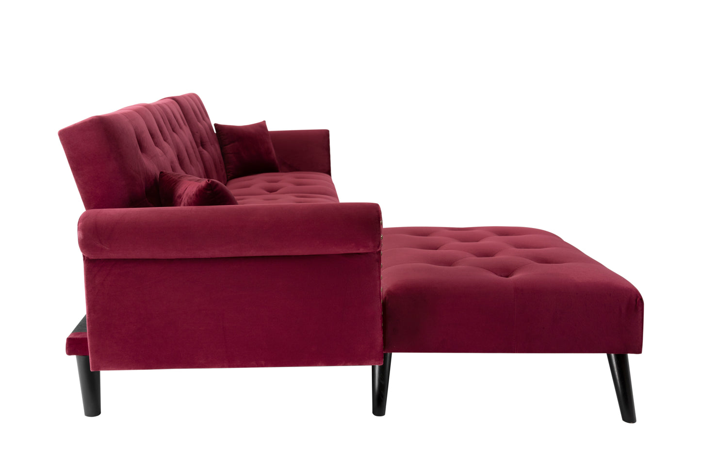 Convertible Sofa Bed Sleeper Red Velvet