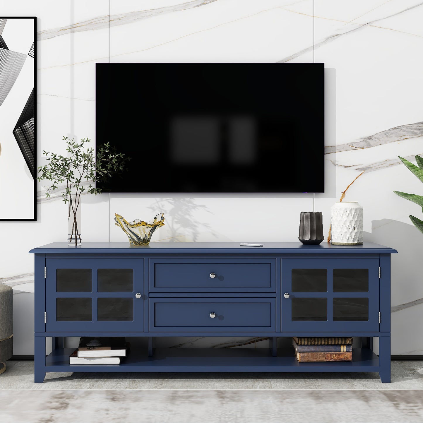 TV Stand for TVs up to 60'', Entertainment Center with Multifunctional Storage Space, TV Cabinet with Modern Design, Media Console for Living Room, Bedroom