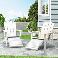 Outdoor Classic White Solid Wood Adirondack Chair Retractable Foldable