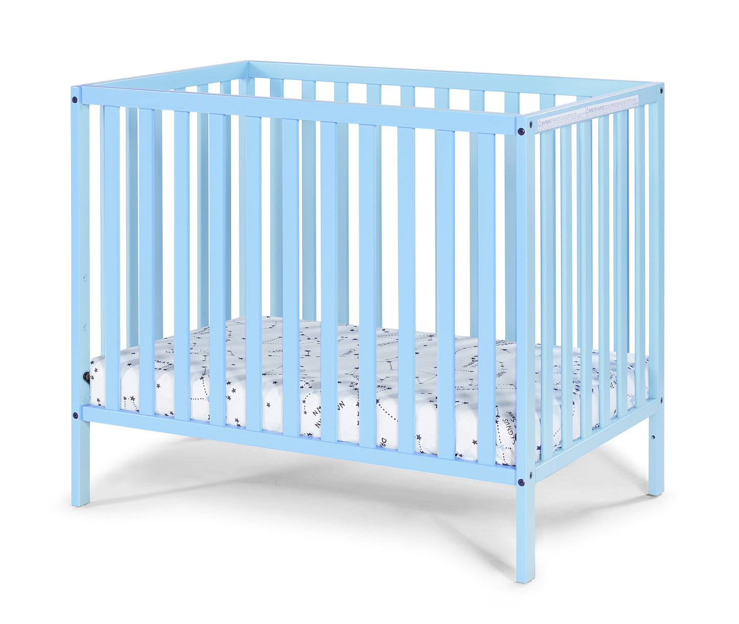 Palmer 3-in-1 Convertible Mini Crib Baby Blue w/ Mattress Pad