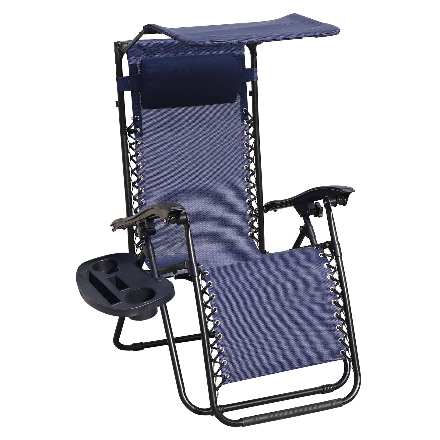 Lounge Chair Adjustable Recliner w/Pillow  Outdoor Camp Chair for Poolside Backyard Beach, Support 300lbs