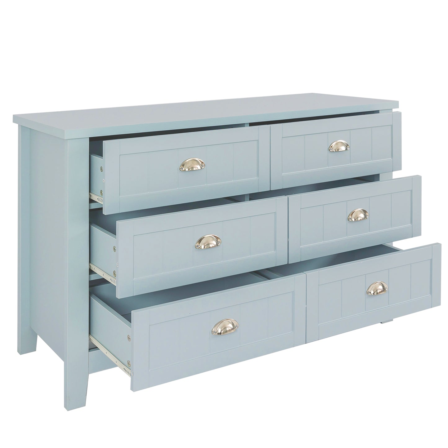 Drawer Dresser Cabinet, Bar Cabinet with Solid Wood Handles and Foot Stand