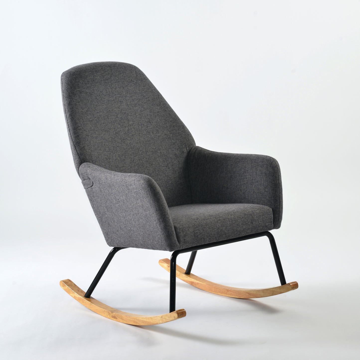 Wide Rocking Armchair with Hidden Headrest