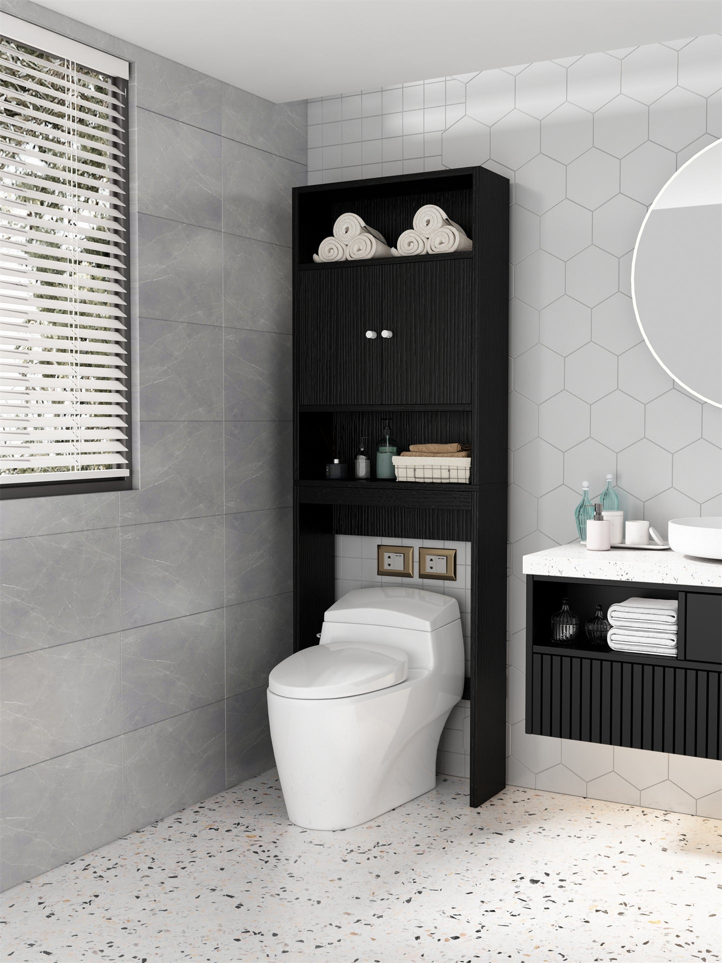 Home Bathroom Shelf Over-The-Toilet, Bathroom SpaceSaver, Bathroom, Tollilet storage cabinet