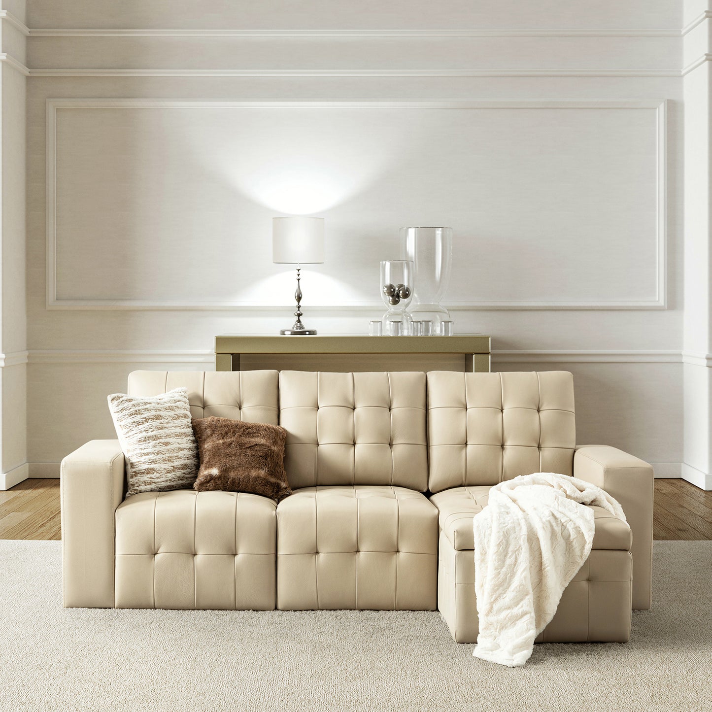 Blanca 87" wide Sofa-BEIGE