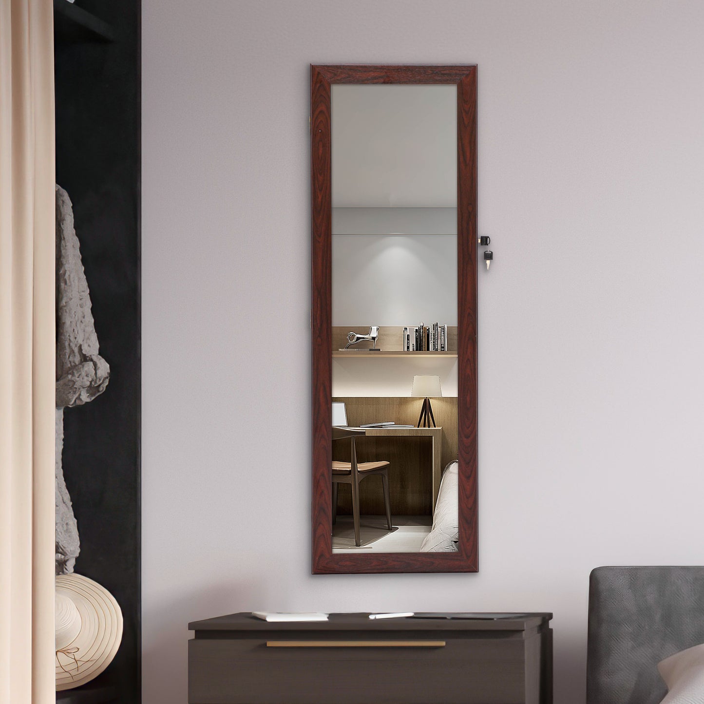 Fashion Simple Jewelry Storage Mirror Cabinet Can Be Hung On The Door Or Wall