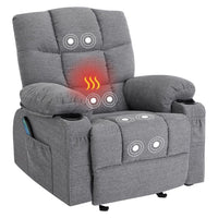 Reclining Massage Heating Sofa with USB and Side Pocket