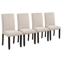 Faux Marble 5-Piece Dining Set Table with 4 Thicken Cushion Dining Chairs Home Furniture, White/Beige+Black