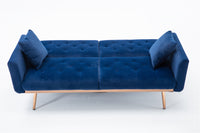 Velvet Sofa, Accent Sofa, Loveseat Sofa with Rose Gold Metal Feet and Navy Velvet