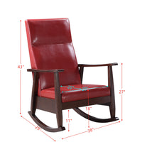 ACME Raina Rocking Chair, Red PU & Espresso Finish