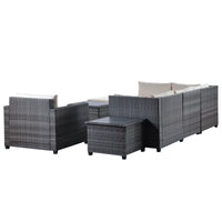 8 Piece Rattan Sectional Seating Group with Cushions, Patio Furniture Sets, Outdoor Wicker Sectional