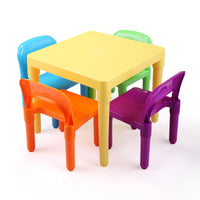 Kid Table and 4 Chairs Set, 5 PCs Kid Furniture with Activity Table and Colorful Chair for School Home Play Room