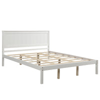 Platform Bed Frame with Headboard, Wood Slat Support, No Box Spring Needed, Queen, White