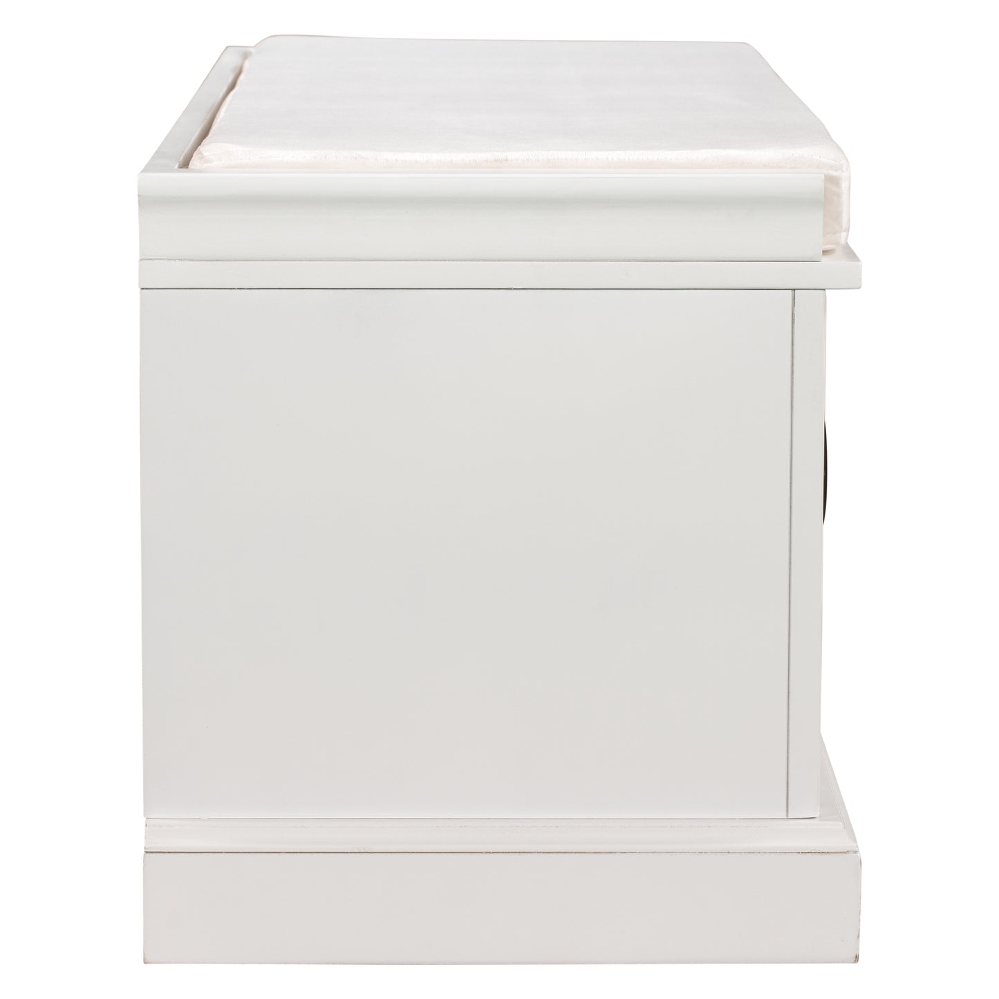 Storage Bench with 2 Drawers and 2 Cabinets, Shoe Bench with Removable Cushion for Living Room, Entryway (White)