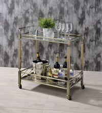 ACME Matiesen Serving Cart, Antique Gold & Clear Glass