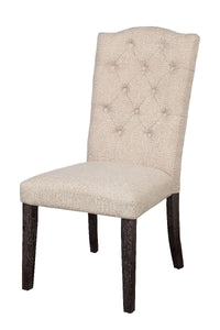 ACME Gerardo Side Chair (Set-2) in Beige Linen & Weathered Espresso