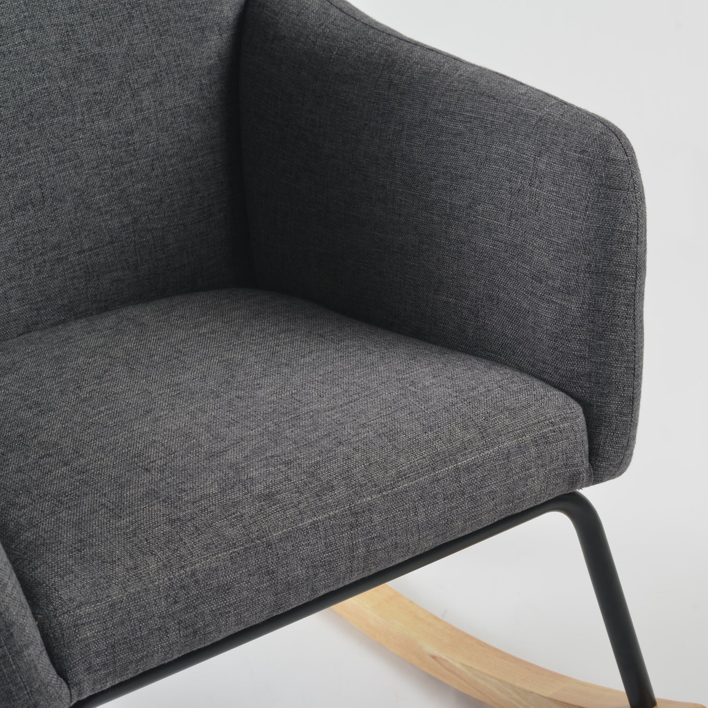 Wide Rocking Armchair with Hidden Headrest