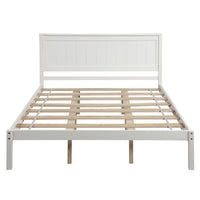 Platform Bed Frame with Headboard, Wood Slat Support, No Box Spring Needed, Queen, White