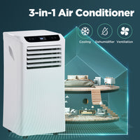 Portable Air Conditioner with Remote Control 8,000 BTU Compact Home AC Cooling Unit with Dehumidifier & Fan Modes, Complete Window Mount Exhaust Kit, 115V