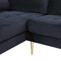 Sectional Sofa with Two Pillows, L-Shape Upholstered Couch with Modern Elegant Velvet for Living Room Apartment